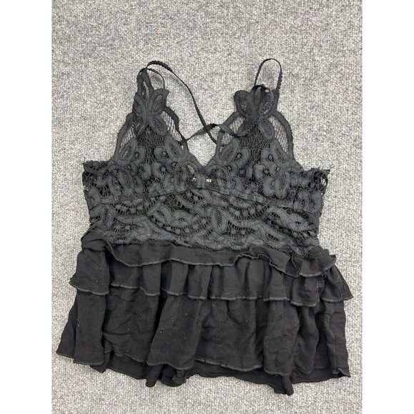 POL Tops - POL Black Lace Ruffle Tank Top